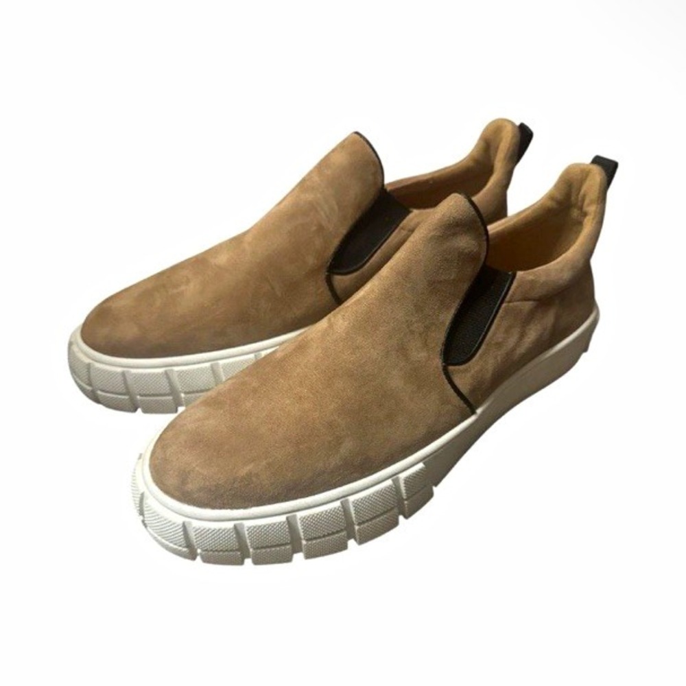 Linea Paolo Kenly-L Slip-On Shoes Women 10 Beige NEW Suede Elastic Gore Sneakers